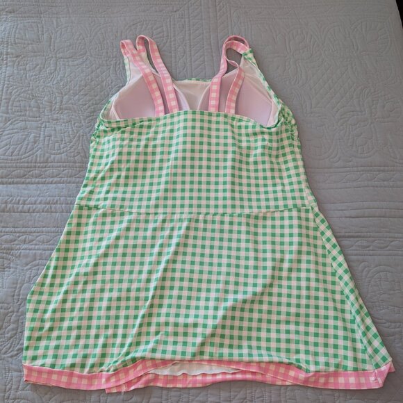 Draper James Green and Pink Checkered One Piece Swimsuit - Picture 2 of 5